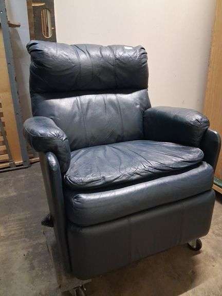 Navy leather recliner