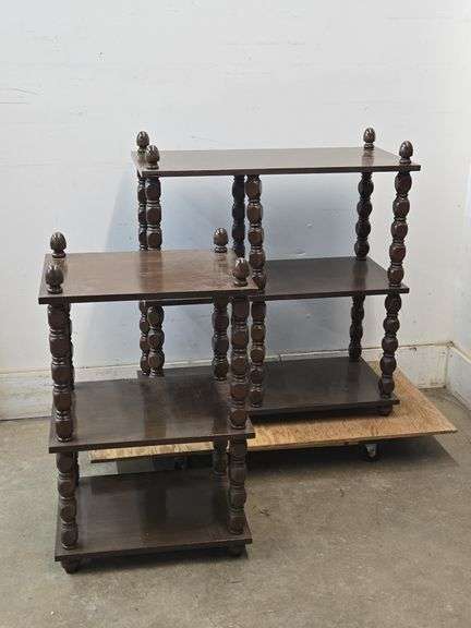 Set of 2 3-Tier Wooden Etageres