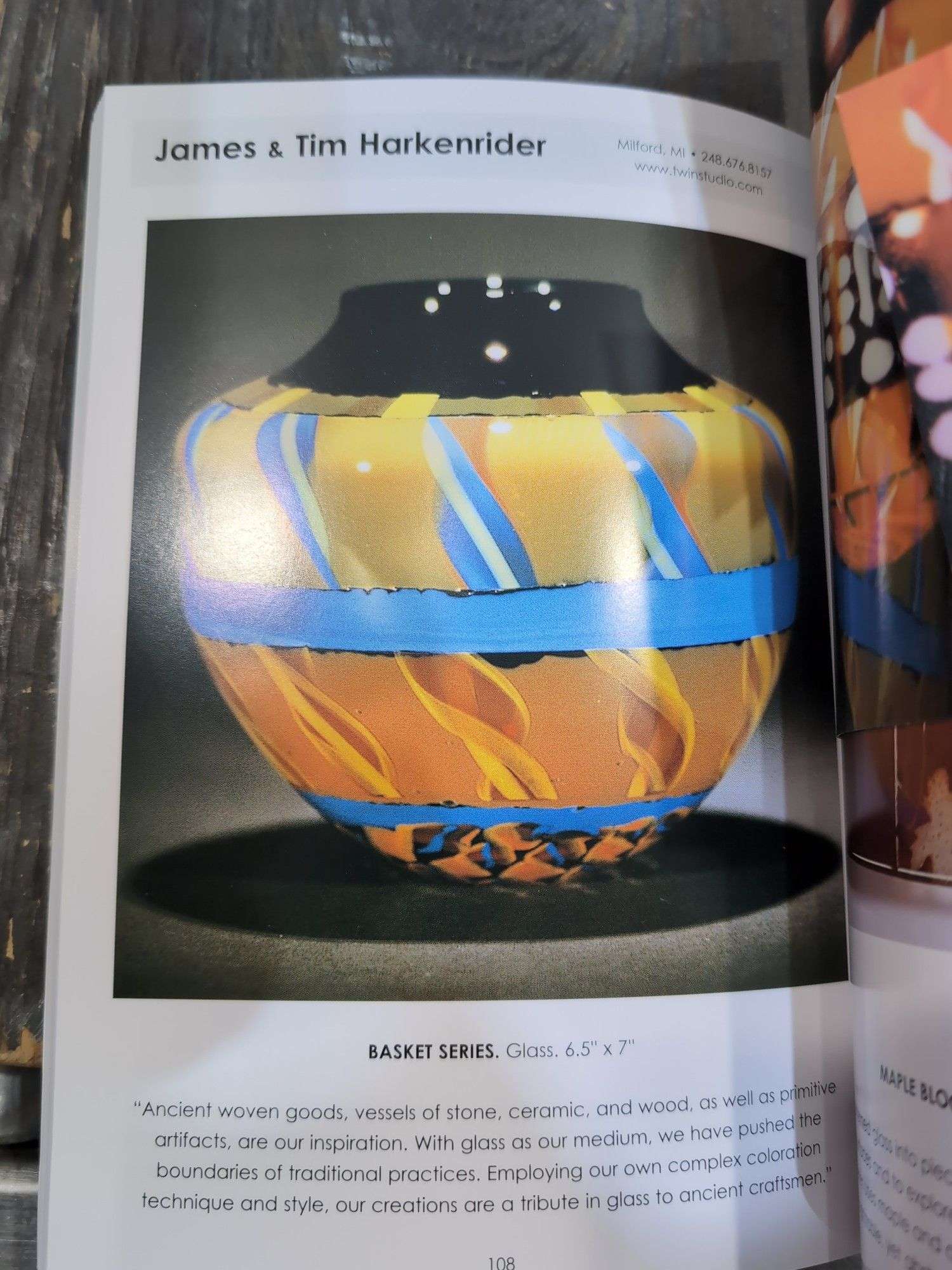 Twin Studio hand blown vase James & Tim Harkenrider signed, book