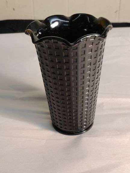 Black amethyst glass pressed vase