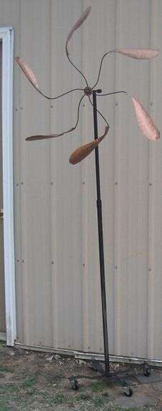 7 ft Tall Garden 6 Copper Blade Wind Whirly Yard Art