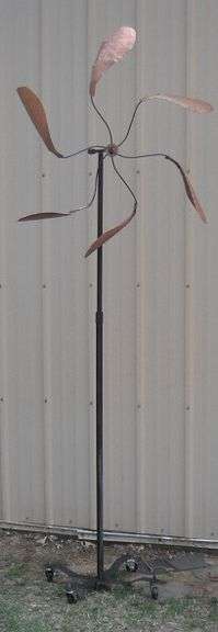 7 ft Tall Garden 6 Copper Blade Wind Whirly Yard Art