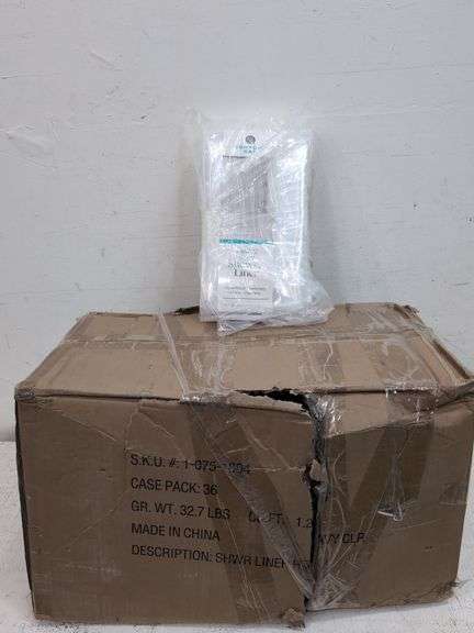 Case of 36 heavy duty shower liners. 3e