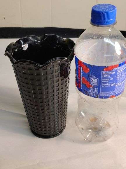 Black amethyst glass pressed vase