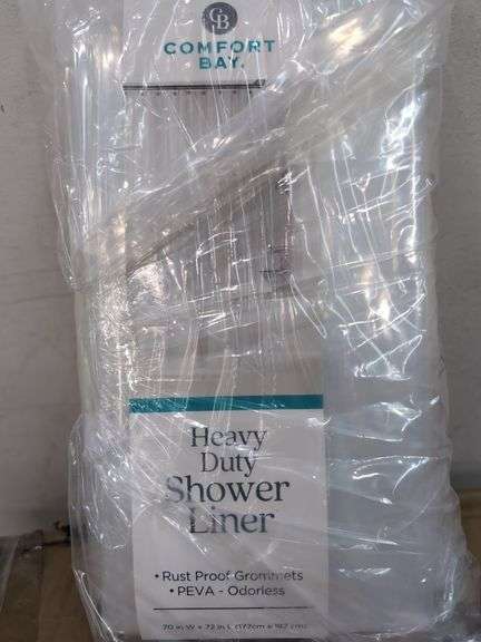 Case of 36 heavy duty shower liners. 3e