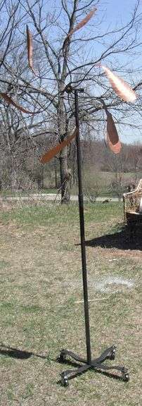 7 ft Tall Garden 6 Copper Blade Wind Whirly Yard Art