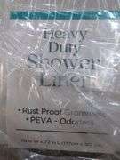 Case of 36 heavy duty shower liners. 3e