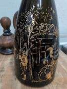 Hand painted wine bottle, ceramic genie oil lamp. 1b