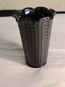 Black amethyst glass pressed vase