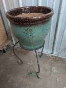 Pottery planter with stand 14.5" x 27" tall