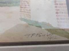 Pair of original watercolors by T.P. Fowler in 1912, both signed and titled both 18" x 14.5". 20b