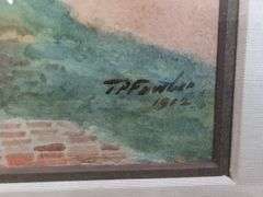 Pair of original watercolors by T.P. Fowler in 1912, both signed and titled both 18" x 14.5". 20b