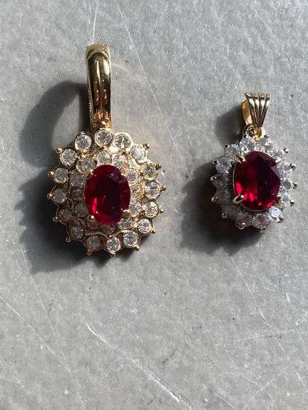 2 red stone pendants