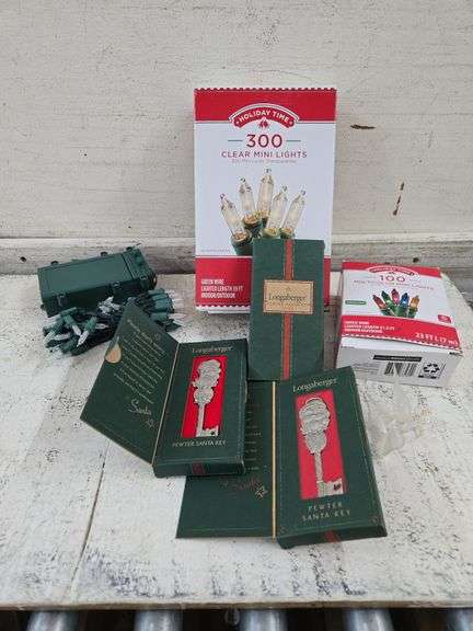 Longaberger Pewter Santa Keys & Christmas Lights. 6C