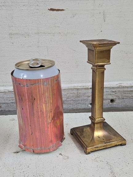 Benedict Studios Bronze Jewelry Box with Cameo Design & Gold Finish Candlestick. 6B