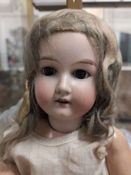 Vintage porcelain and wood doll approx 25"