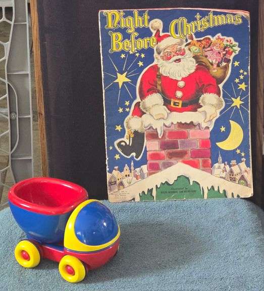 Vintage T'was the Night before Christmas Book/Toy Car
