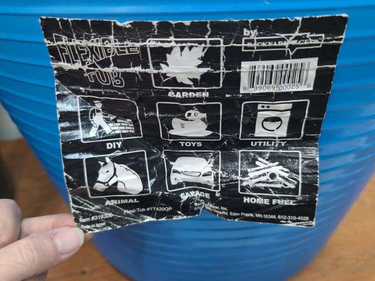Rope handle tub 18gal, flexible tub. 20a