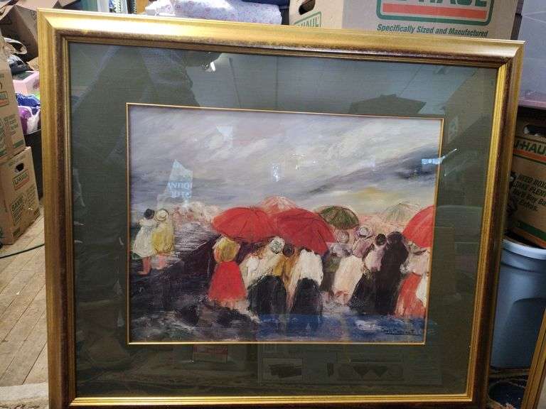 39 x 34 Signed oil on canvas " Rainy Day "