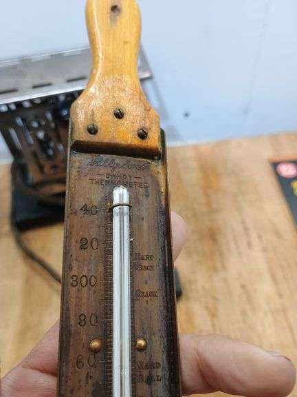 Vintage toaster and candy thermometer. 7d