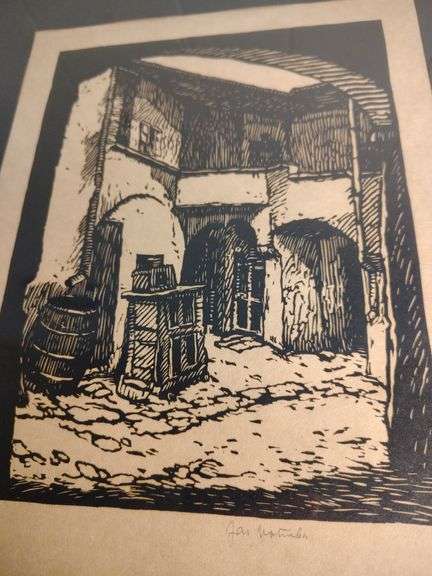 Signed wood block print 17 1/2"×14 1/2"