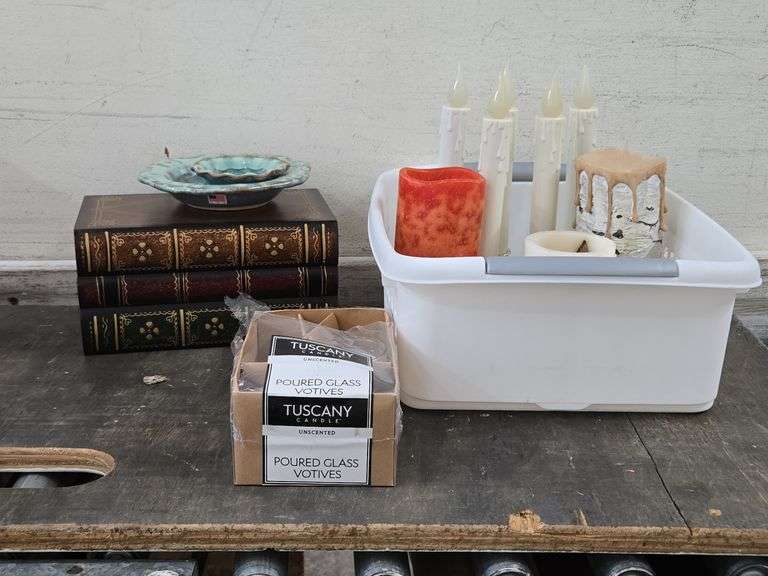 Vintage Book Shaped Trinket Box, Misc. Candles & more. 6C