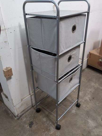 Metal utility cart with 3 fabric drawers