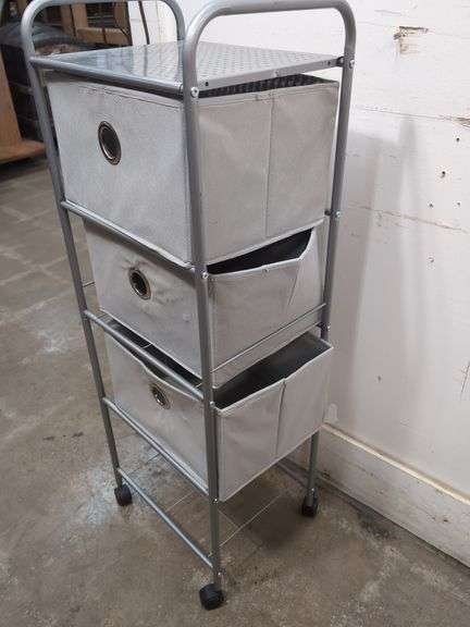 Metal utility cart with 3 fabric drawers