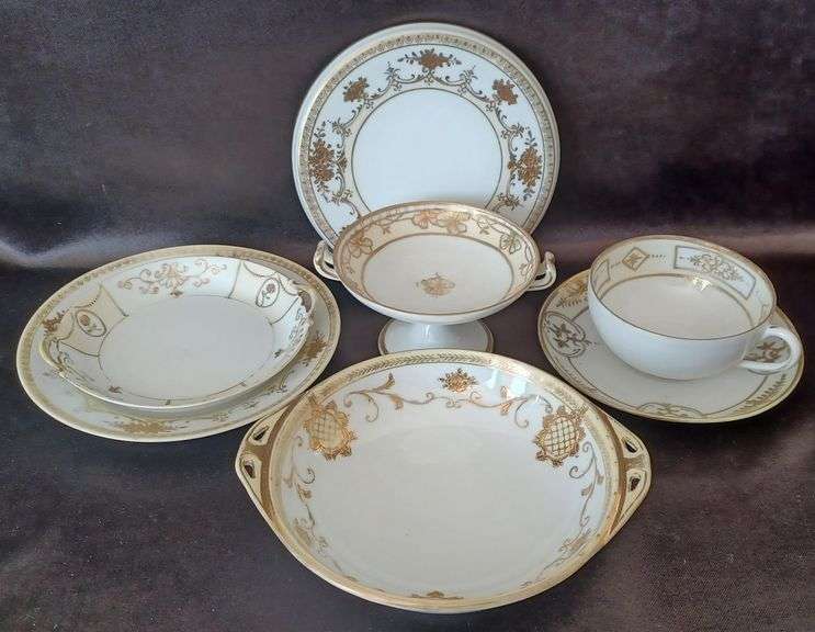 7 Pieces, Nippon Handpainted Gold