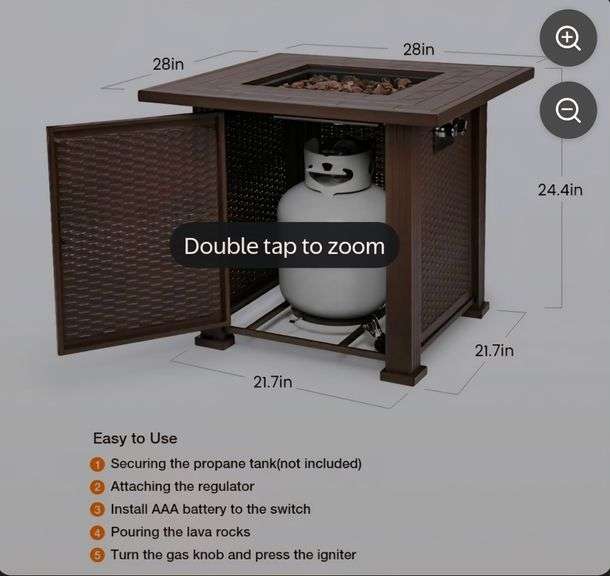 Topshak 28" Gas Fire Pit Table . 4E