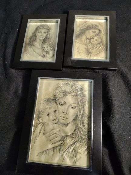 3 Signed silk prints