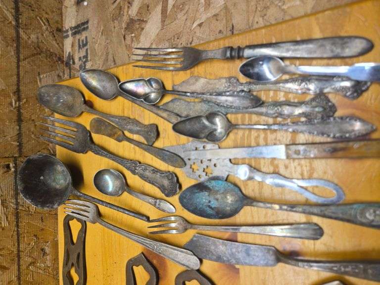 Large Hanging Utensils and Vintage Silverware.(BIN) $15