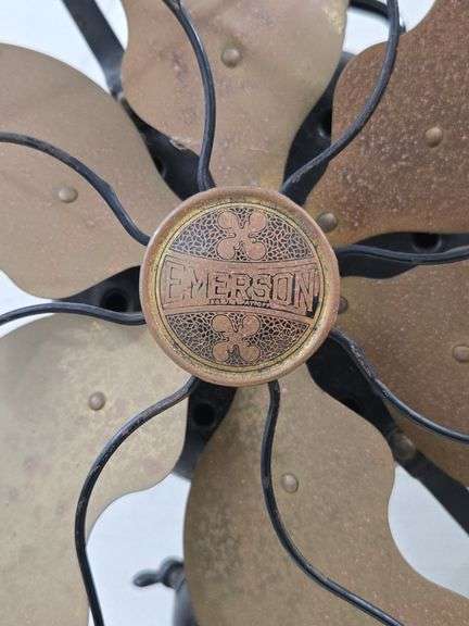 Emerson Brass Blade Fan with Heavy Base. 6E - Lil Dusty Online Auctions ...