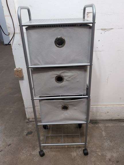 Metal utility cart with 3 fabric drawers