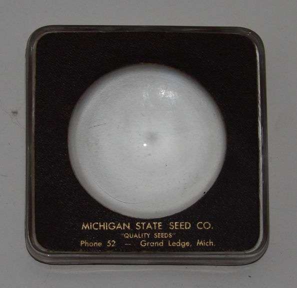 Vintage Paper Weight and Magnifying Glass Advertising the Michigan