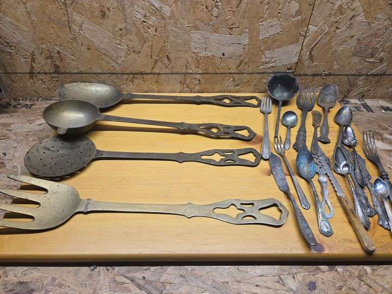 Large Hanging Utensils and Vintage Silverware.(BIN) $15