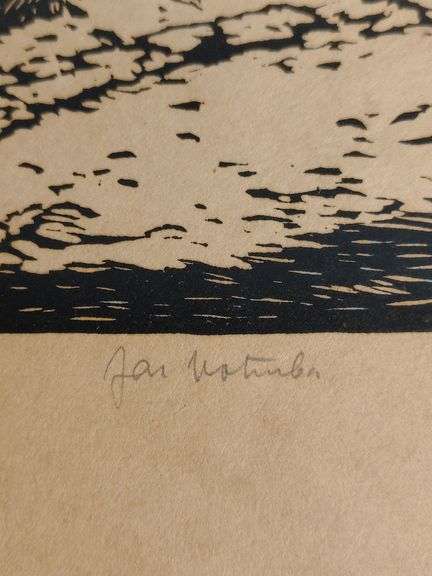 Signed wood block print 17 1/2"×14 1/2"