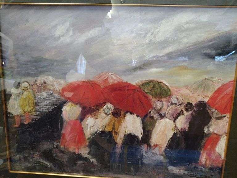 39 x 34 Signed oil on canvas " Rainy Day "