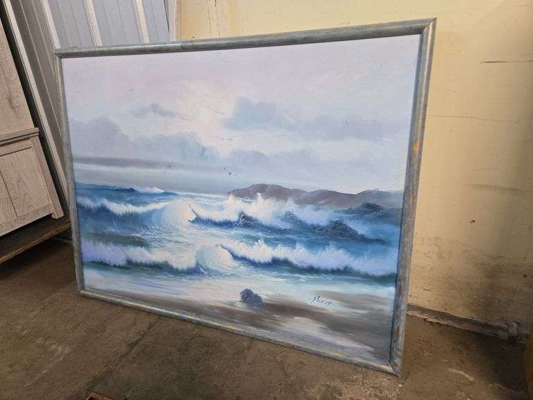 Signed & Framed Original Oil Ocean Painting