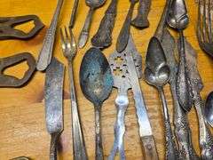 Large Hanging Utensils and Vintage Silverware.(BIN) $15