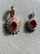 2 red stone pendants