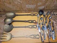 Large Hanging Utensils and Vintage Silverware.(BIN) $15
