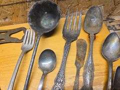 Large Hanging Utensils and Vintage Silverware.(BIN) $15