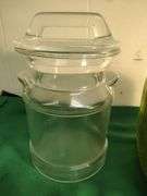 2 Vintage counter jars- 1 is Vaseline glass
