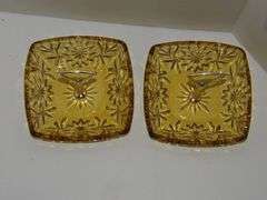 Matching Amber Snack Dishes (Sawtooth Edge)