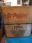 Dr. Pepper and Hires Root Beer Wood crates 17 1/2"×11 1/2"×10"
