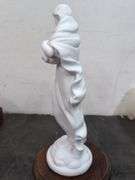 Mother and child porcelain statue with wood base 10.5" tall. 1b