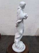 Mother and child porcelain statue with wood base 10.5" tall. 1b