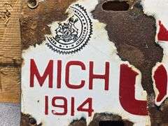 1914 Michigan License Plate. (BIN) $75