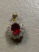 2 red stone pendants